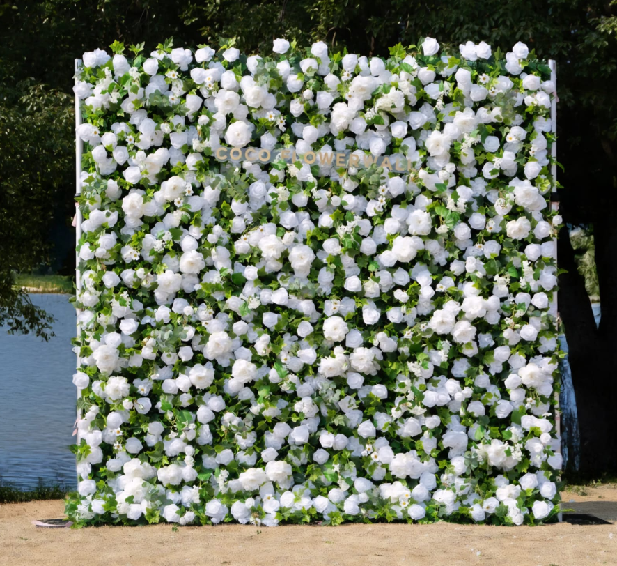 Floral wall backdrop installation for event photography